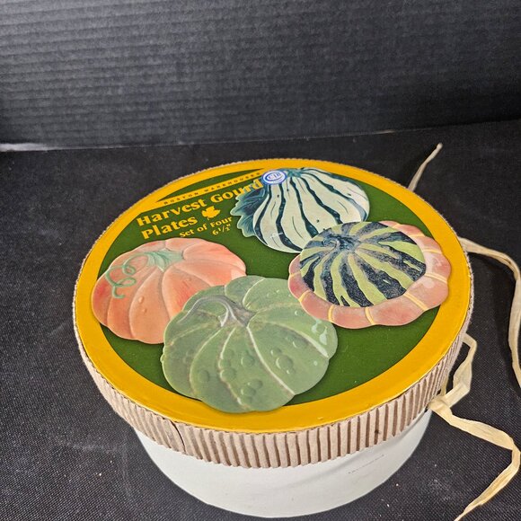 Boston Warehouse 2003 Harvest Gourd And Pumpkin Plates Set Of Four With Box - Picture 12 of 12